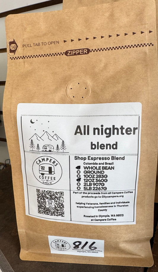 All Nighter shop roast blend Brazil & Colombia