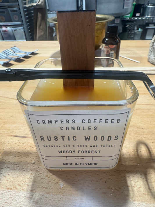 Rustic woods 12oz Candle square glass jar