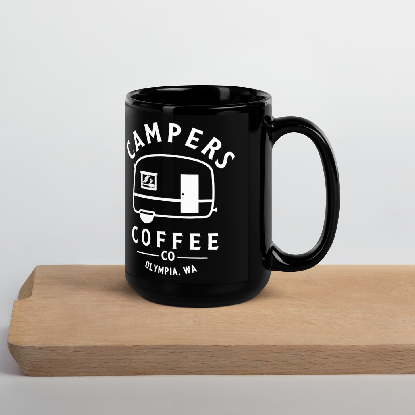 Campers Coffe Logo Black Glossy Mug
