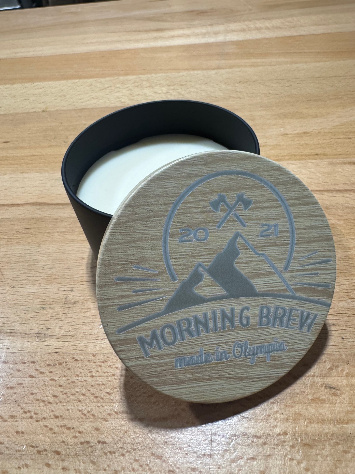 Morning brew coffee Candle engraved top