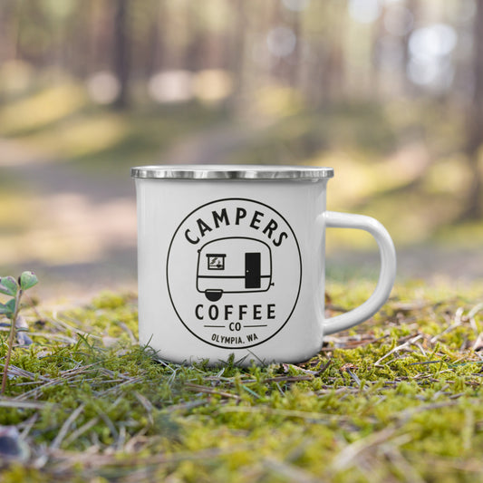 Campers Coffee Logo Enamel Mug